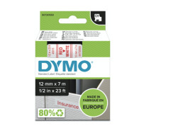 Etichette Cassette Dymo D1  12mm x 7m red/white