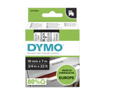 Dymo D1 Standardetiketten, 19mm x 7m black/transparent