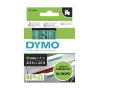 Dymo D1 Standardetiketten, 19mm x 7m black/green