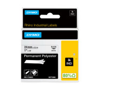 Dymo Rhino etichette industriali in poliestere permanenti autoadesive, rotolo da 24mm x 5,5m