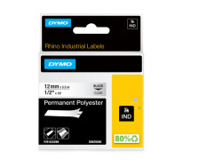 Dymo Rhino etichette industriali in poliestere permanenti autoadesive, rotolo da 12mm x 5,5m transparent