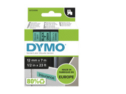 Etichette Cassette Dymo D1 12mm x 7m black/green