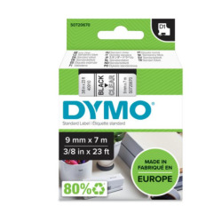 Etichette Cassette Dymo D1  9mm x 7m black/transparent