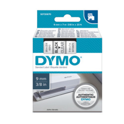 Etichette Cassette Dymo D1  9mm x 7m black/transparent