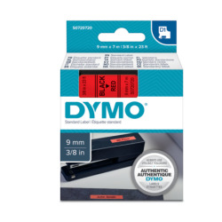 Etichette Cassette Dymo D1  9mm x 7m black/red