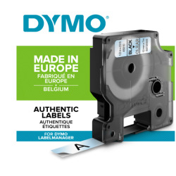 Etichette Cassette Dymo D1  12mm x 7m black/transparent