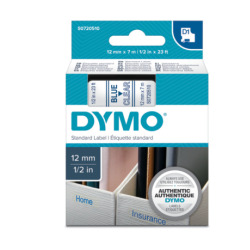 Dymo D1 Standard Labels 12mm x 7m blue/transparent