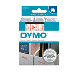 Dymo D1 Standard Labels 12mm x 7m red/transparent