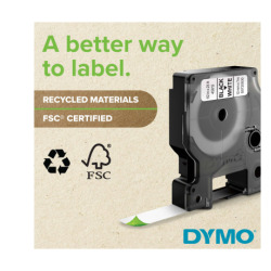 Dymo D1 Standard Labels 12mm x 7m black/white OEM version