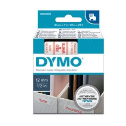 Dymo D1 Standard Labels 12mm x 7m red/white