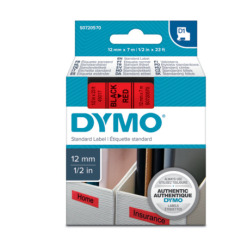 Dymo D1 Standard Labels 12mm x 7m black/red