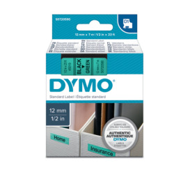 Etichette Cassette Dymo D1 12mm x 7m black/green