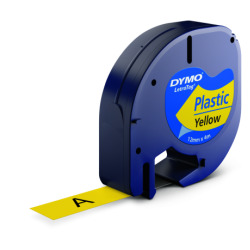 LetraTag plastic labels, 12 mm yellow