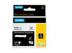 Rhino Permanent labels 6mm x 5,5m - Polyester, metalic