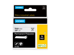 Rhino Permanent labels 9mm x 5,5m - black/white