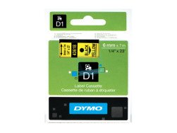 Dymo D1 Standard Labels 6mm x 7m black/yellow