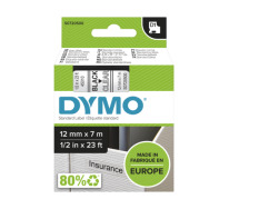 Dymo D1 Standard Labels 12mm x 7m black/transparent