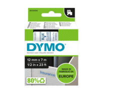 Dymo D1 Standard Labels 12mm x 7m blue/transparent