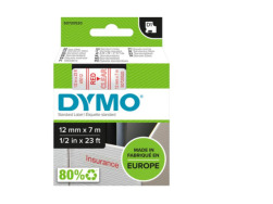 Dymo D1 Standard Labels 12mm x 7m red/transparent
